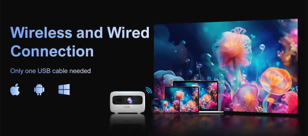 Prenosný projektor ULTIMEA Apollo P10, 300 ANSI, dekódovanie 1080P, natívne rozlíšenie 720P, WiFi 2,4 GHz/5 GHz