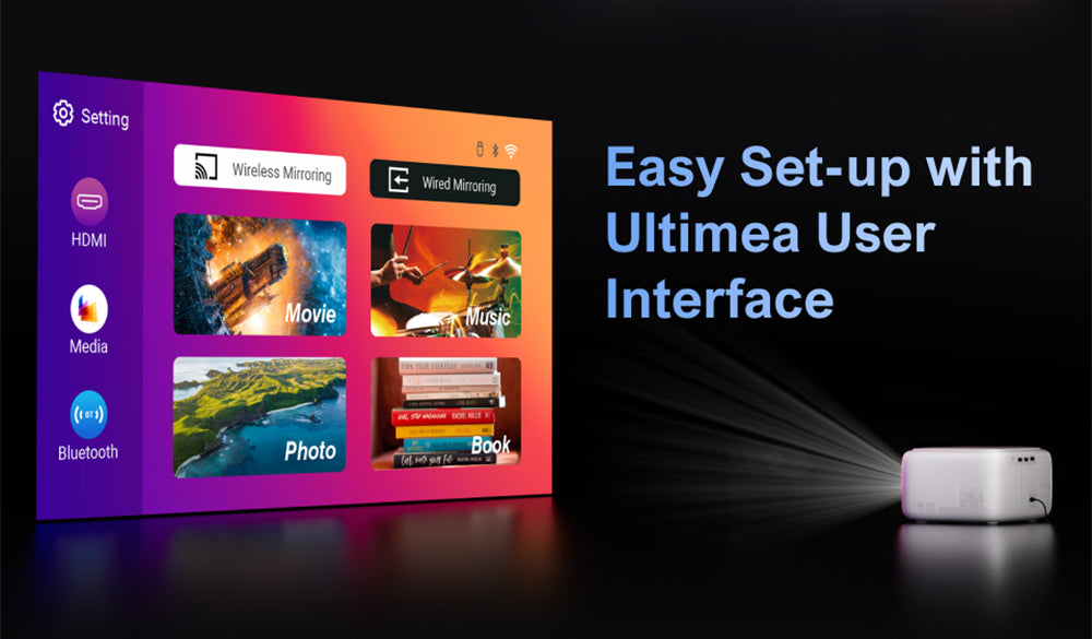 Prenosný projektor ULTIMEA Apollo P10, 300 ANSI, dekódovanie 1080P, natívne rozlíšenie 720P, WiFi 2,4 GHz/5 GHz