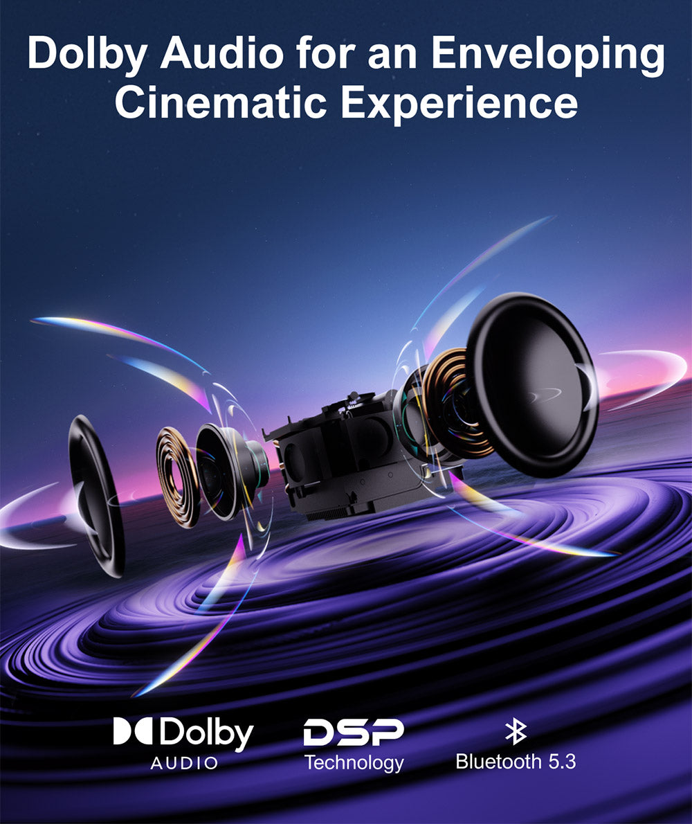 Projektor Ultimea Apollo P50, 800 ANSI lumenov, natívne 1080P, Dolby Audio, automatická adaptácia obrazovky a vyhýbanie sa objektom, WiFi 6, Bluetooth 5.3