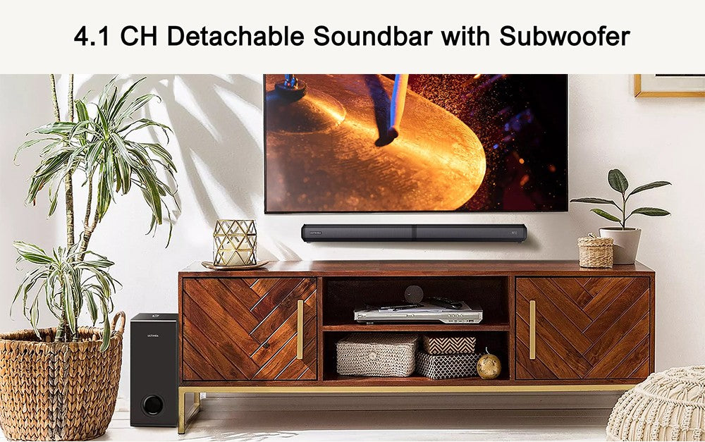 Ultimea Apollo S50 4.1 kanálový odnímateľný soundbar s subwooferom, Bluetooth 5.3, nastaviteľná úroveň basov, 3 režimy ekvalizácie