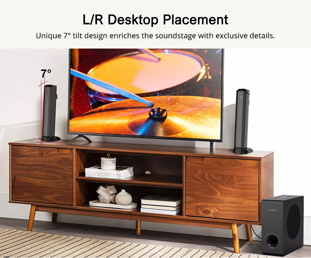 Ultimea Apollo S50 4.1 kanálový odnímateľný soundbar s subwooferom, Bluetooth 5.3, nastaviteľná úroveň basov, 3 režimy ekvalizácie