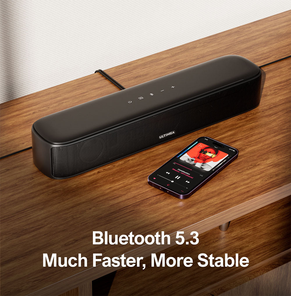 Reproduktorový systém s basovým reproduktorom a zvukovou lištou Ultimea Aura A40, 7.1 kanálový, ovládanie cez aplikáciu, 10-pásmový ekvalizér, 121 predvolieb ekvalizácie, Bluetooth 5.3, špičkový výkon 330 W