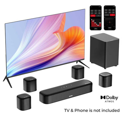Ultimea Aura A60 7.1 Soundbar, Smart APP &amp; Voice Control, BassMX Technology, 350W Peak Power, HDMI eARC, 4 Surround Speakers, for Smart TV