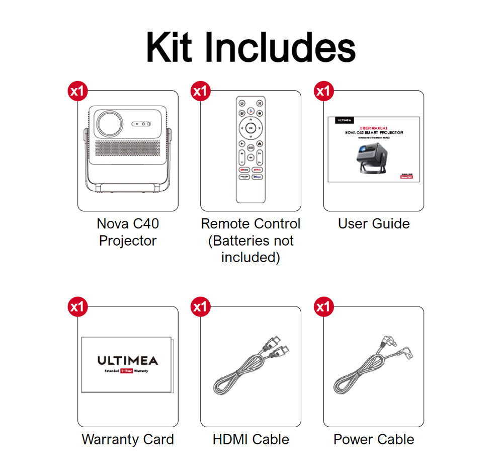 Projektor ULTIMEA Nova C40 s otočným statívom, 600 ANSI, dekódovanie 4K, natívne 1080P, Bluetooth 5.3, Android TV 11.0, Dolby Audio, automatické zaostrenie a korekcia lichobežníkového zkreslenia
