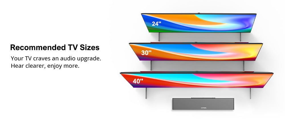 Zvuková lišta ULTIMEA Nova S40 s drátovým subwooferom, 2.1 kanálový systém, diaľkové ovládanie, režimy Film/Hudba/Hra, ARC/Optický/AUX/USB/Bluetooth 5.3 pripojenie, pre TV, PC a hry.