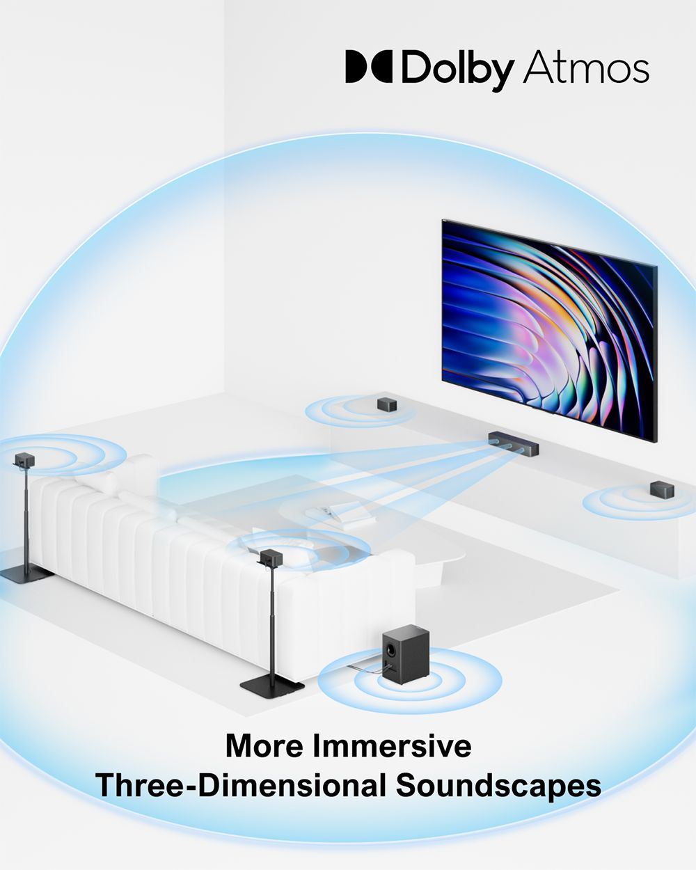 ULTIMEA Poseidon D80 7.1 kanálový soundbar s subwooferom, Dolby Atmos, špičkový výkon 460 W, ovládanie cez aplikáciu, 10-pásmový ekvalizér, 121 predvolieb ekvalizácie, Bluetooth 5.3