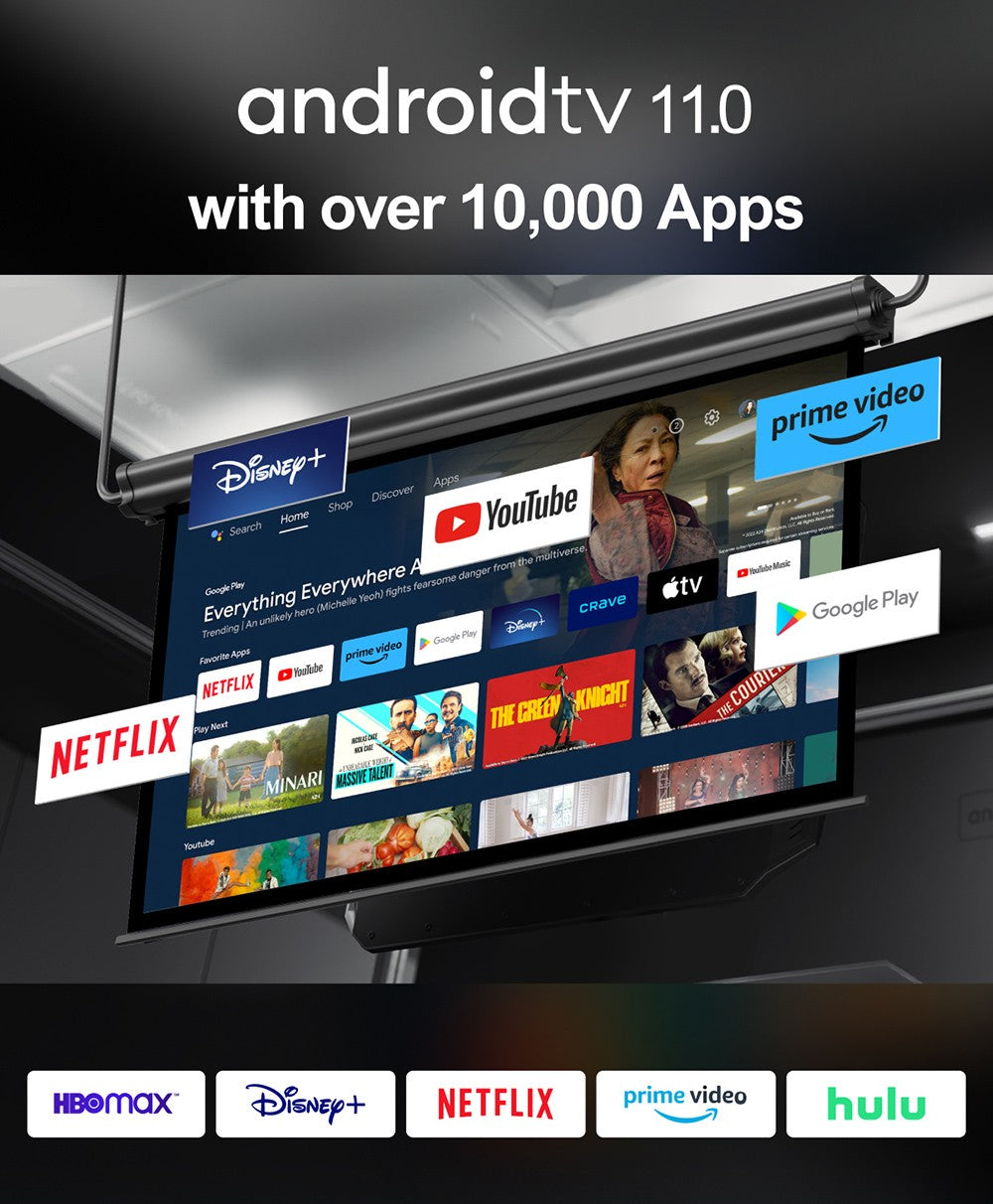 Projektor Ultimea Poseidon E40, 1000 ANSI lumenov, dekódovanie 4K, natívne rozlíšenie 1080P, Dolby Audio, 2 x 10W reproduktory, WiFi 6, Bluetooth 5.3