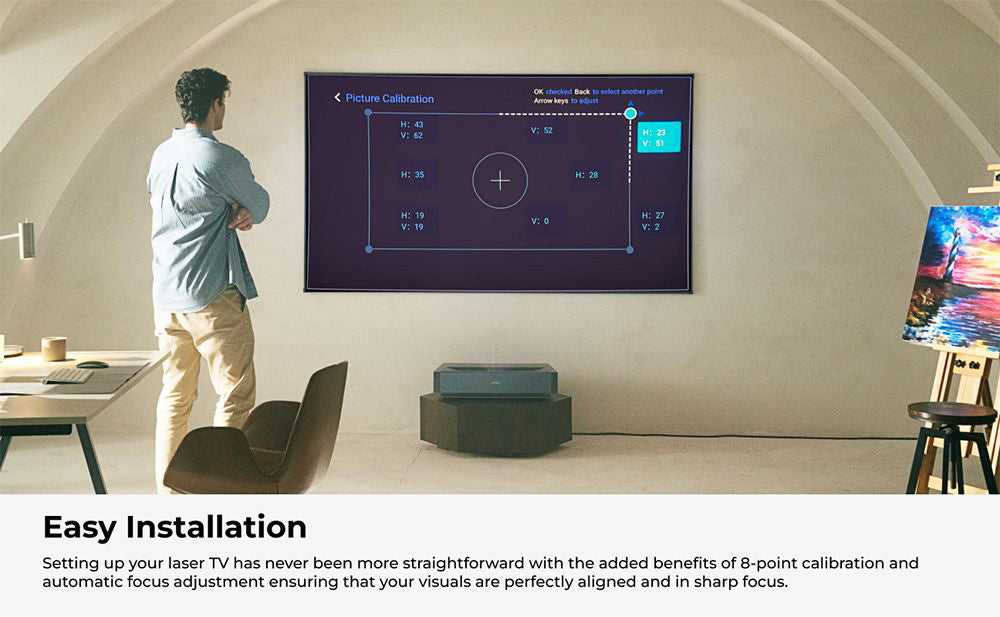 Laserový projektor Ultimea Thor T60, 4000 ANSI lumenov, Dolby Atmos & Dolby Vision, natívne rozlíšenie 4K, HDR 10, kontrast 4000:1, 8-bodová kalibrácia, Android TV 11 - EU zástrčka