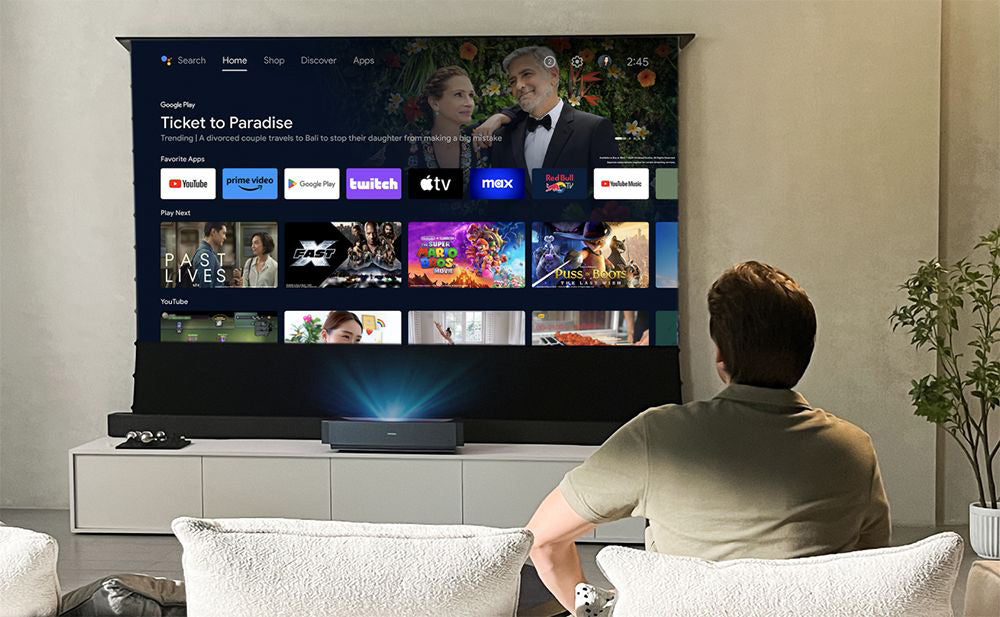 Laserový projektor Ultimea Thor T60, 4000 ANSI lumenov, Dolby Atmos & Dolby Vision, natívne rozlíšenie 4K, HDR 10, kontrast 4000:1, 8-bodová kalibrácia, Android TV 11 - EU zástrčka