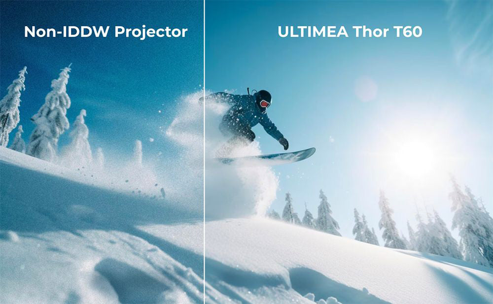 Laserový projektor Ultimea Thor T60, 4000 ANSI lumenov, Dolby Atmos & Dolby Vision, natívne rozlíšenie 4K, HDR 10, kontrast 4000:1, 8-bodová kalibrácia, Android TV 11 - EU zástrčka