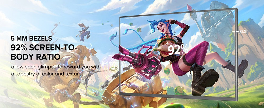 Prenosný herný monitor UPERFECT K118 18'', obnovovacia frekvencia 144 Hz, 2560x1600 QHD IPS displej, kontrastný pomer 1000:1, FreeSync, HDR, 100% DCI-P3, vstavaný reproduktor, doba odezvy 9 ms, nízke modré svetlo, VESA úchyt, 1x Mini HDMI, 1x Type-C, 1x audio jack - EU zástrčka