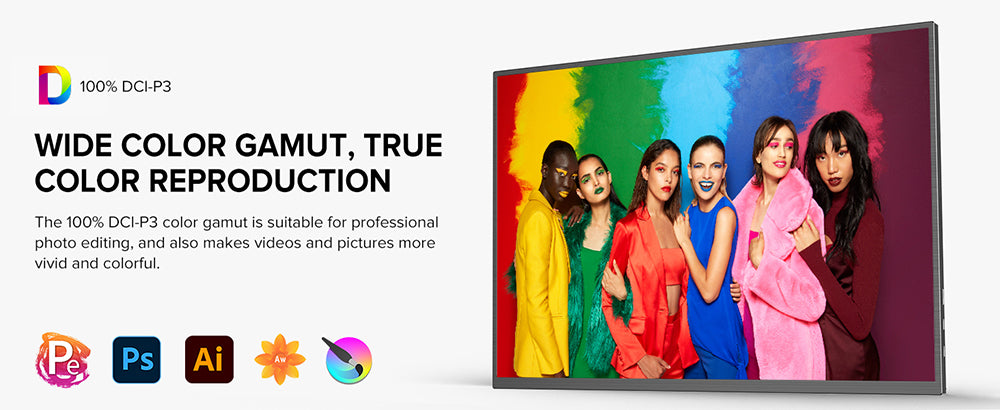 Prenosný herný monitor UPERFECT K118 18'', obnovovacia frekvencia 144 Hz, 2560x1600 QHD IPS displej, kontrastný pomer 1000:1, FreeSync, HDR, 100% DCI-P3, vstavaný reproduktor, doba odezvy 9 ms, nízke modré svetlo, VESA úchyt, 1x Mini HDMI, 1x Type-C, 1x audio jack - EU zástrčka