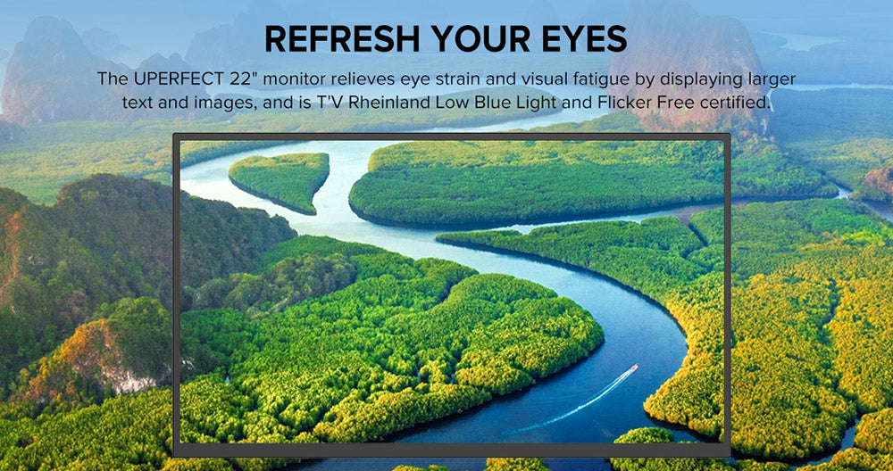 Prenosný monitor UPERFECT UMax22 s 22-palcovou IPS obrazovkou, obnovovacou frekvenciou 60 Hz, rozlíšením 2560*1440, 100% sRGB, FreeSync, vstavanými reproduktormi, bez nutnosti ovládačov, HDR, nízkým modrým svetlom, nastaviteľným stojanom s uhlom otáčania 180°, 2x USB-C, 1x Mini HDMI, 1x Micro USB-B OTG, 1x audio jack - EU zástrčka