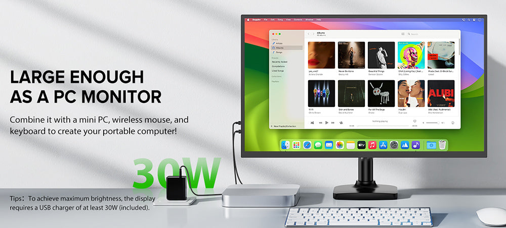 Prenosný monitor UPERFECT UMax22 s 22-palcovou IPS obrazovkou, obnovovacou frekvenciou 60 Hz, rozlíšením 2560*1440, 100% sRGB, FreeSync, vstavanými reproduktormi, bez nutnosti ovládačov, HDR, nízkým modrým svetlom, nastaviteľným stojanom s uhlom otáčania 180°, 2x USB-C, 1x Mini HDMI, 1x Micro USB-B OTG, 1x audio jack - EU zástrčka