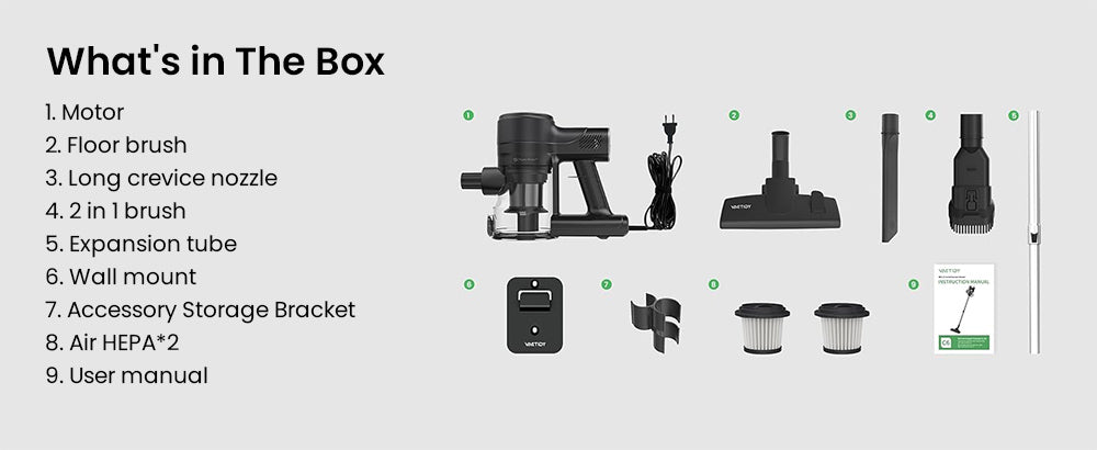 Vactidy C6 drátový vysávač, 18 kPa silný sací výkon, 800 ml nádoba na prach, s 7m káblom, 600W motor, HEPA filter, ochrana proti prehriatiu/popáleniu