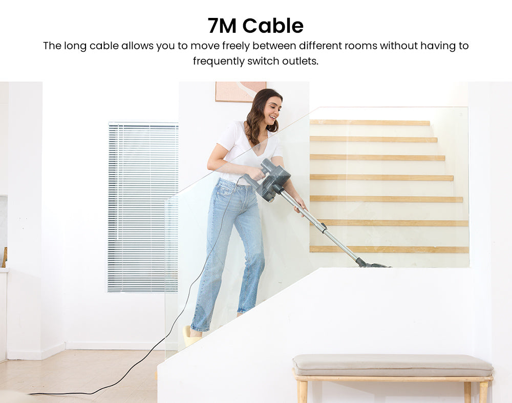 Vactidy C6 drátový vysávač, 18 kPa silný sací výkon, 800 ml nádoba na prach, s 7m káblom, 600W motor, HEPA filter, ochrana proti prehriatiu/popálení