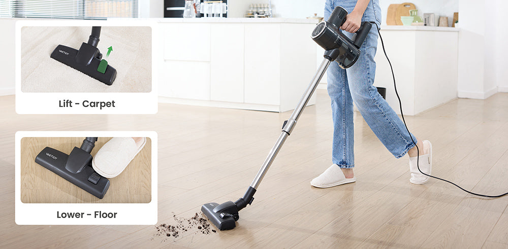 Vactidy C6 drátový vysávač, 18 kPa silný sací výkon, 800 ml nádoba na prach, s 7m káblom, 600W motor, HEPA filter, ochrana proti prehriatiu/popálení