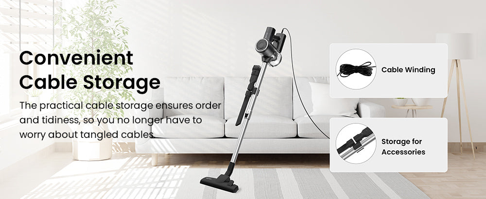 Vactidy C6 drátový vysávač, 18 kPa silný sací výkon, 800 ml nádoba na prach, s 7m káblom, 600W motor, HEPA filter, ochrana proti prehriatiu/popáleniu