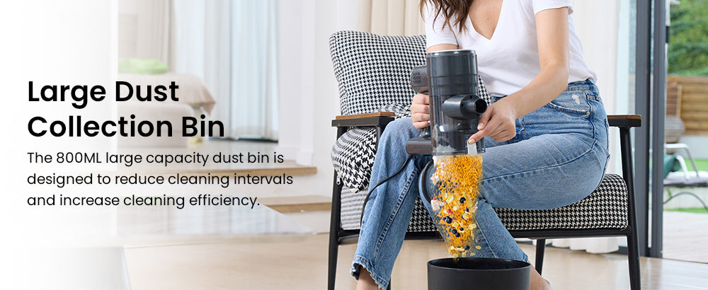 Vactidy C6 drátový vysávač, 18 kPa silný sací výkon, 800 ml nádoba na prach, s 7m káblom, 600W motor, HEPA filter, ochrana proti prehriatiu/popálení