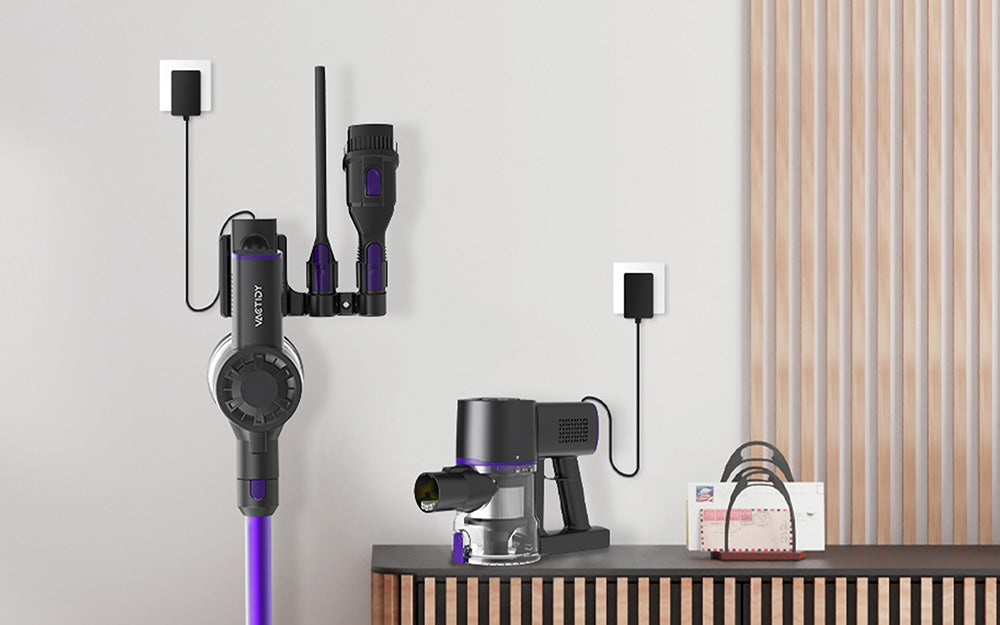 Bezšnúrový vysávač Vactidy V8 Pro, silný sací výkon 25 kPa, cyklónový filtračný systém, 500ml nádoba na prach, LED dotykový displej, otočná kefová hlava s rozsahom 180°, 35minútová doba prevádzky, samostatne stojaci dizajn.