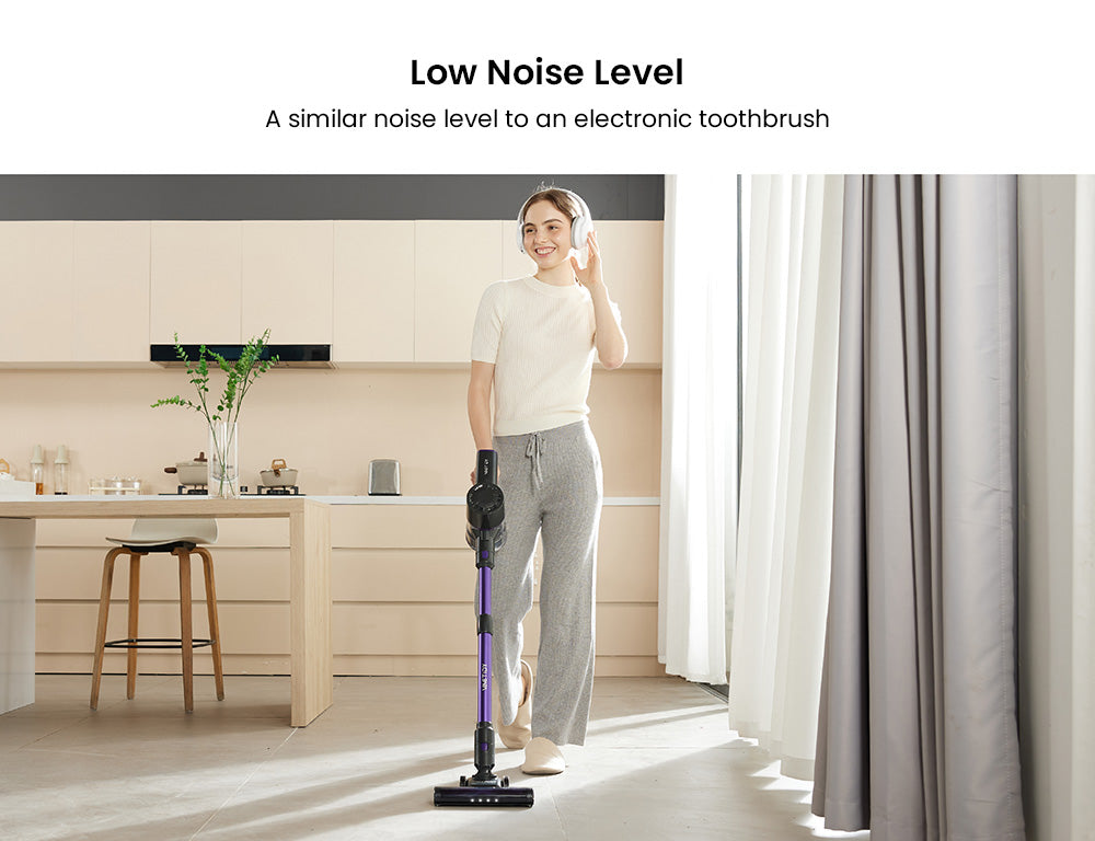 Bezšnúrový vysávač Vactidy V8 Pro, silný sací výkon 25 kPa, cyklónový filtračný systém, 500 ml nádoba na prach, LED dotykový displej, otočná kefová hlava s rozsahom otáčania 180°, doba prevádzky 35 minút, samostatne stojaci dizajn.