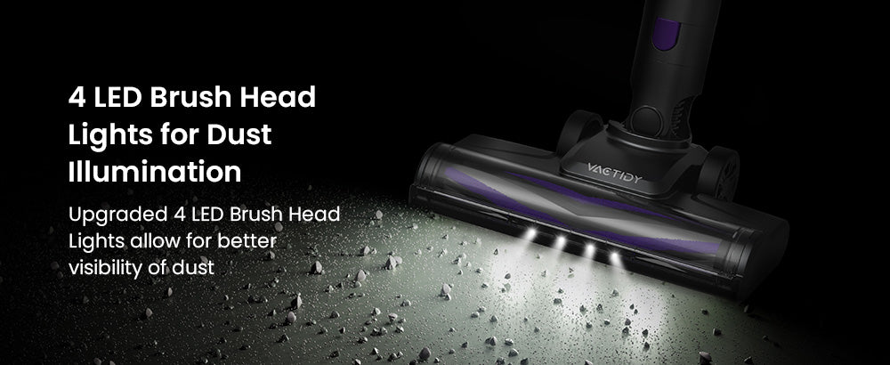 Bezšnúrový vysávač Vactidy V8 Pro, silný sací výkon 25 kPa, cyklónový filtračný systém, 500ml nádoba na prach, LED dotykový displej, otočná kefová hlava s rozsahom 180°, 35minútová doba prevádzky, samostatne stojaci dizajn.