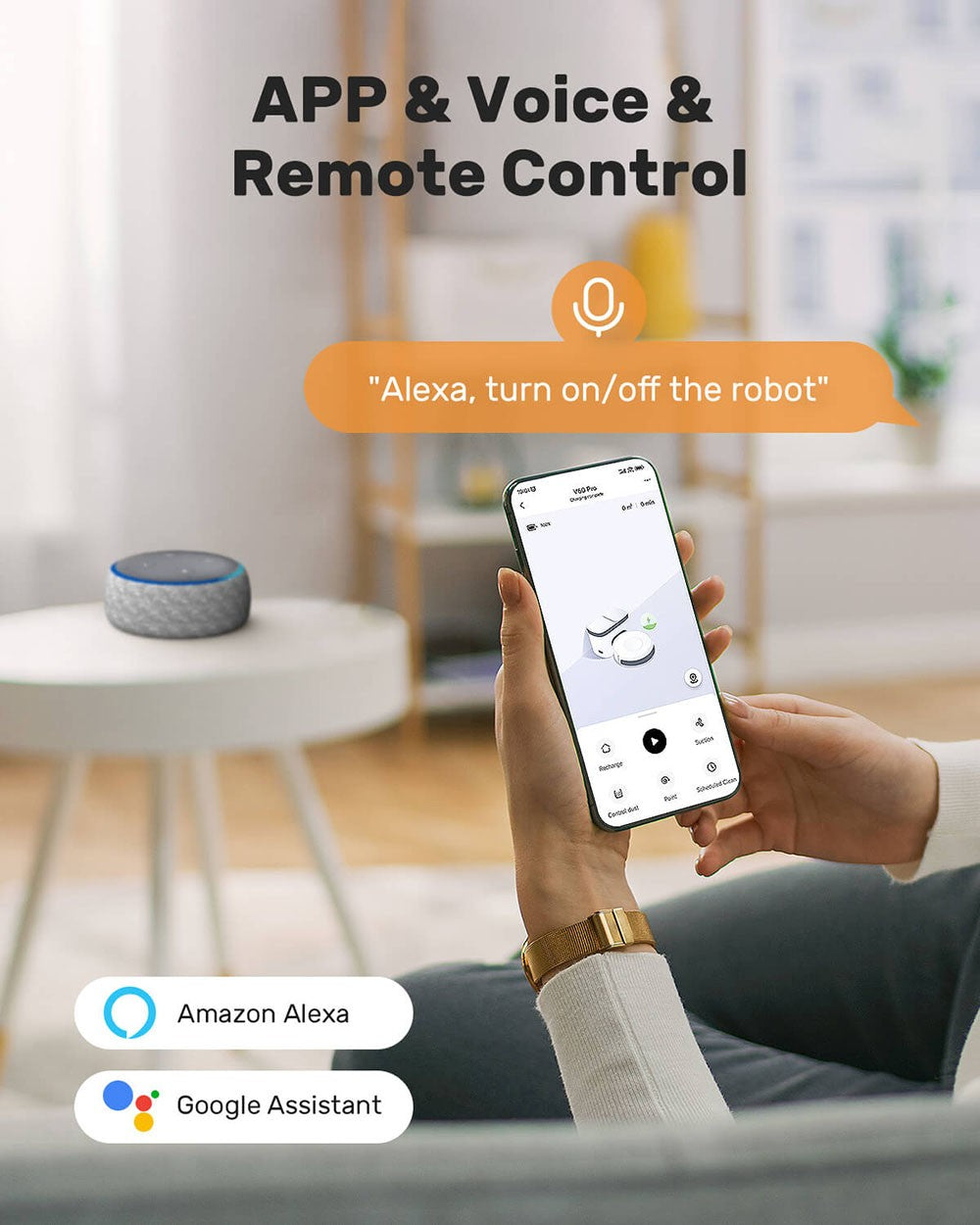 Robotický vysávač Verefa V60 Pro, samovyprazdňovací, sací výkon 3200 Pa, 2L nádoba na prach, tiché čistenie, inteligentná navigácia 2.0, maximálna doba prevádzky 150 minút, ovládanie cez aplikáciu/diaľkový ovládač - biela