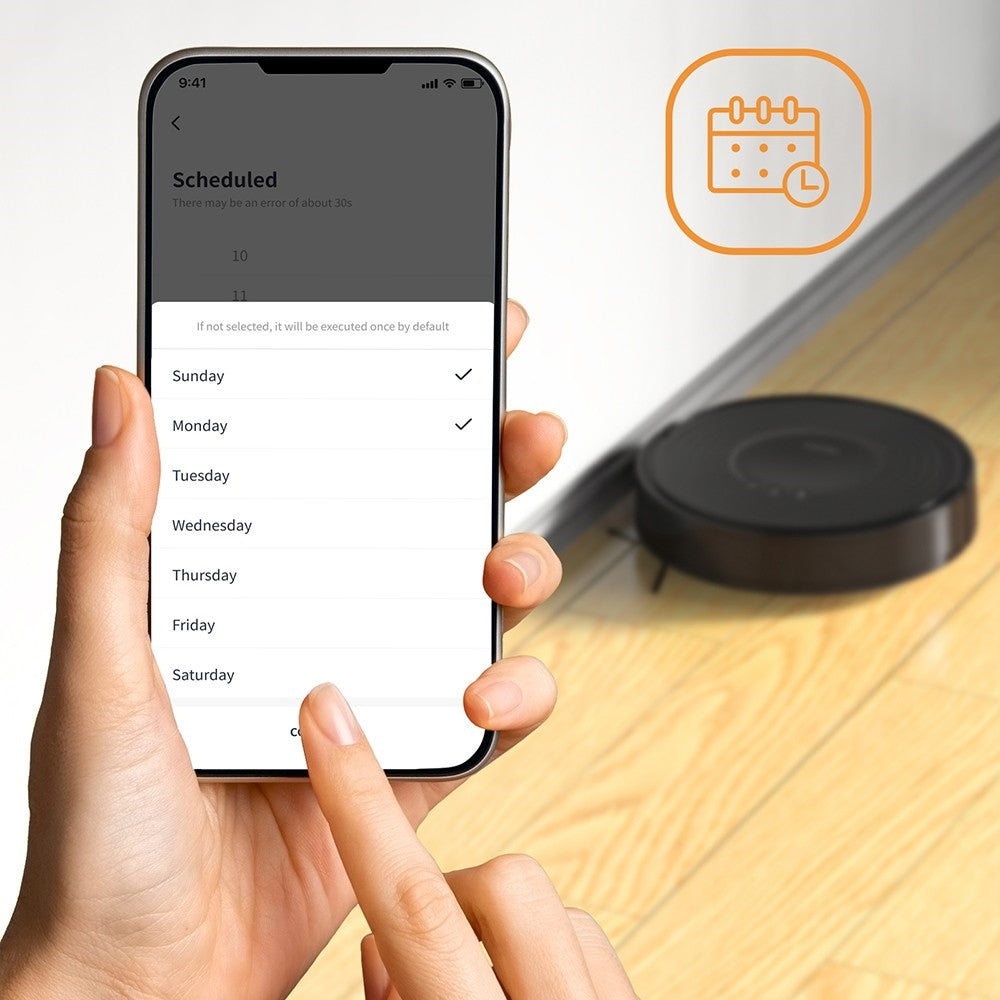 Robotický vysávač Verefa V60m Lite, max. sací výkon 2700 Pa, 2 v 1 vysávanie a vytieranie, 250 ml nádoba na prach, max. 150 minút prevádzky, ovládanie cez aplikáciu/hlasové ovládanie – čierna