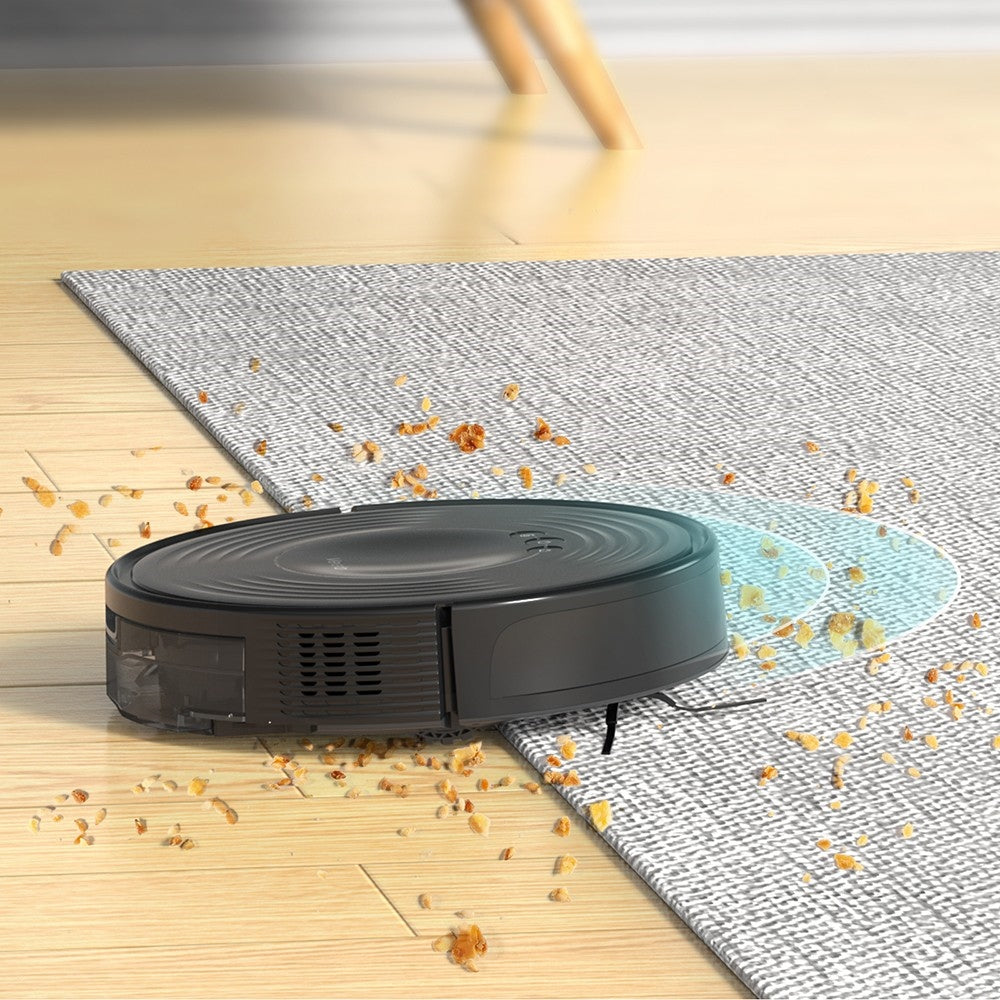 Robotický vysávač Verefa V60m Lite, max. sací výkon 2700 Pa, 2 v 1 vysávanie a vytieranie, 250 ml nádoba na prach, max. 150 minút prevádzky, ovládanie cez aplikáciu/hlasové ovládanie – čierna