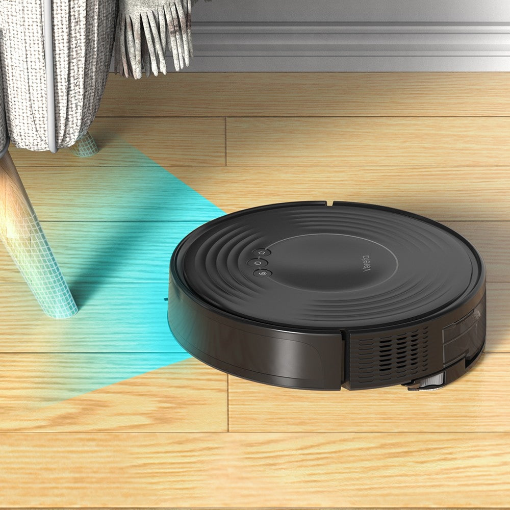 Robotický vysávač Verefa V60m Lite, max. sací výkon 2700 Pa, 2 v 1 vysávanie a vytieranie, 250 ml nádoba na prach, max. 150 minút prevádzky, ovládanie cez aplikáciu/hlasové ovládanie – čierna
