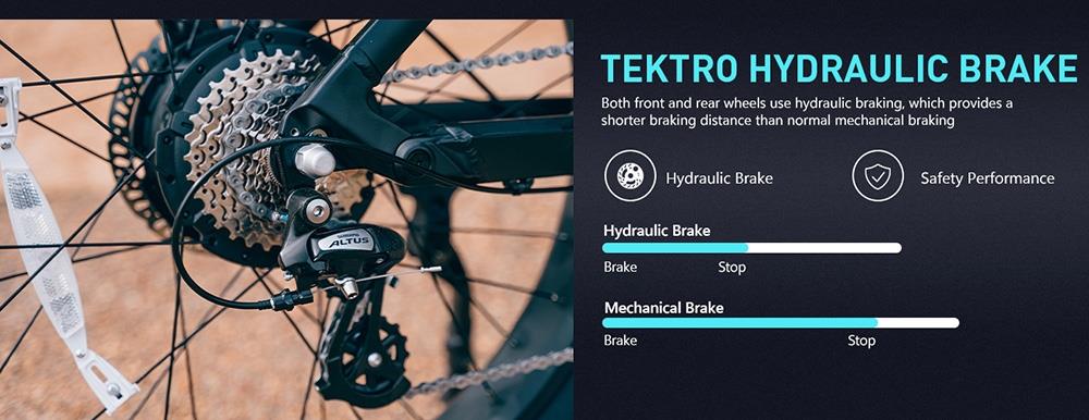 Elektrokol Vitilan T7, horské kolo, 26*4,0 palcové pneumatiky CST Fat Tires, 750W motor Bafang, 48V 20Ah batéria, maximálna rýchlosť 28 mph, maximálny dojazd 80 míľ, podsvietený LCD displej, hydraulické kotúčové brzdy vpredu aj vzadu, 8-stupňová prevodovka SHIMANO - čierna