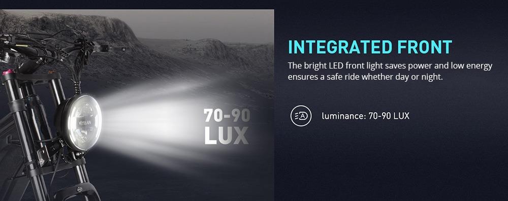 Elektrokol Vitilan T7, horské kolo, 26*4,0 palcové pneumatiky CST Fat Tires, 750W motor Bafang, 48V 20Ah batéria, maximálna rýchlosť 28 mph, maximálny dojazd 80 míľ, podsvietený LCD displej, hydraulické kotúčové brzdy vpredu aj vzadu, 8-stupňová prevodovka SHIMANO - čierna
