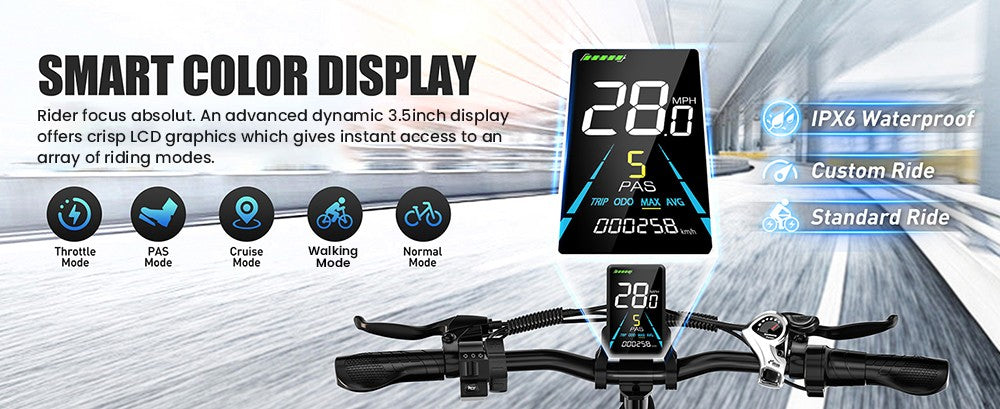 Elektrokoloběžka Vitilan U3, 750W motor, 48V 13AH batéria, 20*4.0 palcové pneumatiky, max. rýchlosť 45 km/h, max. dojazd 65 km, mechanické kotúčové brzdy, odpružená predná vidlica, 7-stupňová prevodovka Shimano, LCD displej - čierna