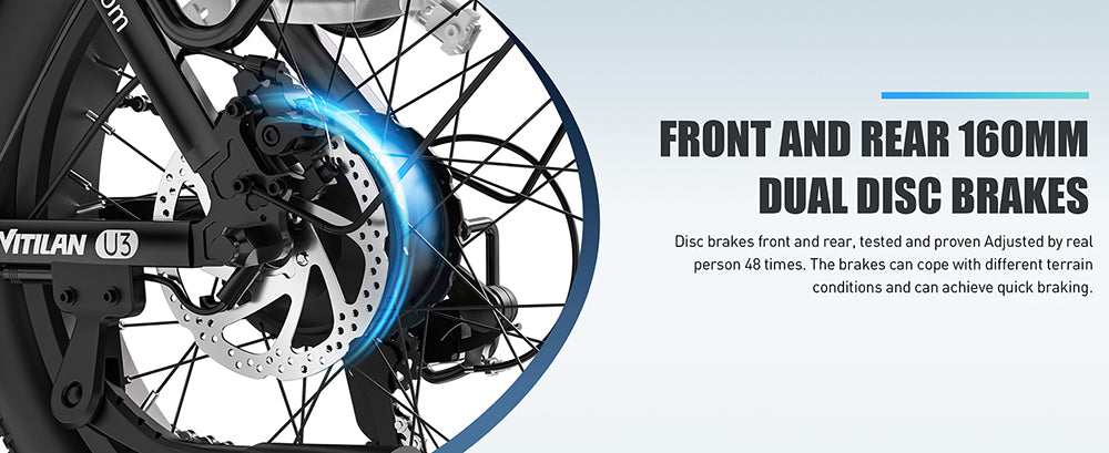 Elektrokoloběžka Vitilan U3, 750W motor, 48V 13AH batéria, 20*4.0 palcové pneumatiky, max. rýchlosť 45 km/h, max. dojazd 65 km, mechanické kotúčové brzdy, odpružená predná vidlica, 7-stupňová prevodovka Shimano, LCD displej - čierna