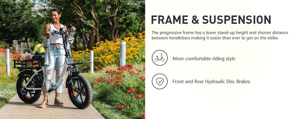 Elektrokoloběžka Vitilan U7 2.0, skladacia, 20*4.0 palcové široké pneumatiky, 750W motor, 48V 20Ah odnímateľná lítiová batéria LG, max. rýchlosť 28 mph, dojazd 50-65 míľ, dvojité odpruženie, hydraulické kotúčové brzdy - čierna