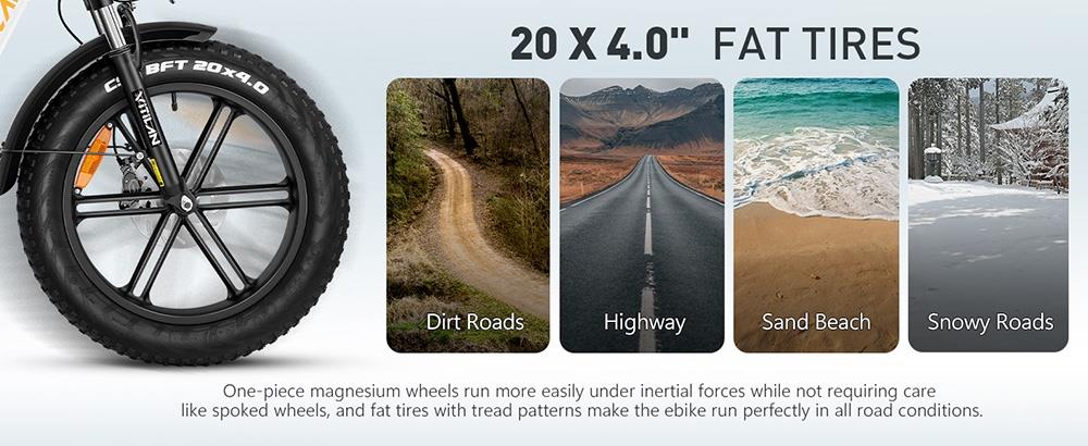 Elektrokoloběžka Vitilan U7 2.0, skladacia, 20*4.0 palcové široké pneumatiky, 750W motor, 48V 20Ah odnímateľná lítiová batéria LG, max. rýchlosť 28 mph, dojazd 50-65 míľ, dvojité odpruženie, hydraulické kotúčové brzdy - čierna