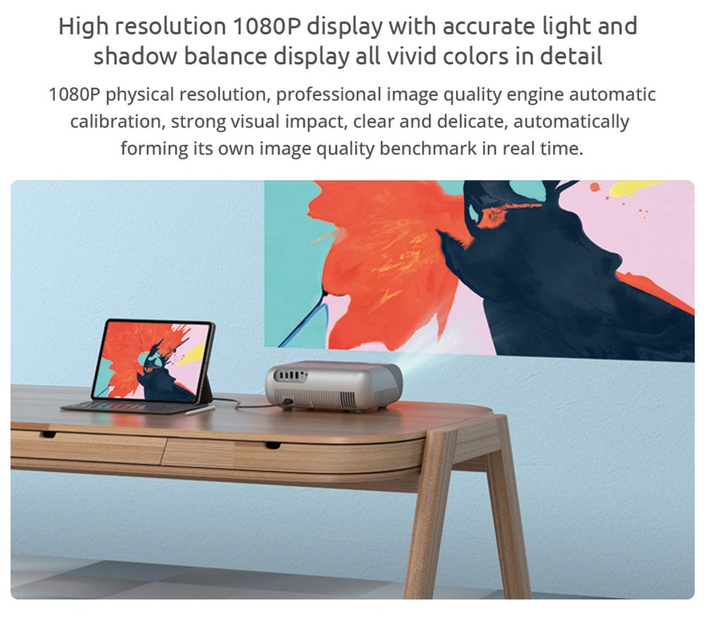 LCD projektor VIVIBRIGHT D1000, 70W LED, 450 ANSI lumenov, 4K HD, 1080P, 2,4G/5G WiFi, Bluetooth 4.0