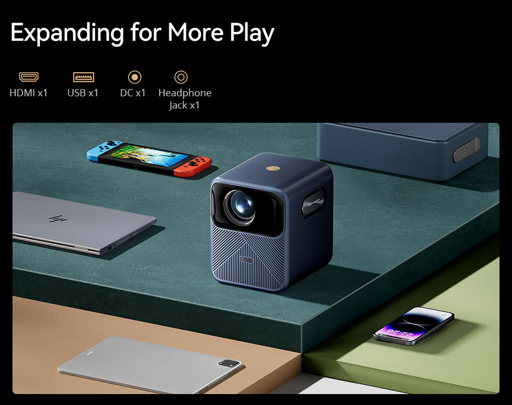 LCD projektor Wanbo Mozart 1 Pro, 900 ANSI lumenov, natívne rozlíšenie 1080P, Android TV 11, automatické zaostrenie, vyhýbanie sa prekážkám - EU zástrčka