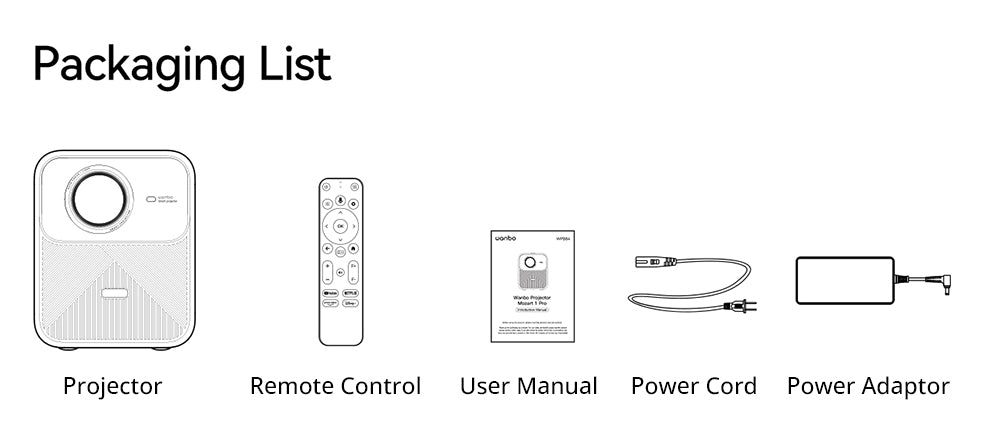 LCD projektor Wanbo Mozart 1 Pro, 900 ANSI lumenov, natívne rozlíšenie 1080P, Android TV 11, automatické zaostrenie, vyhýbanie sa prekážkám - EU zástrčka