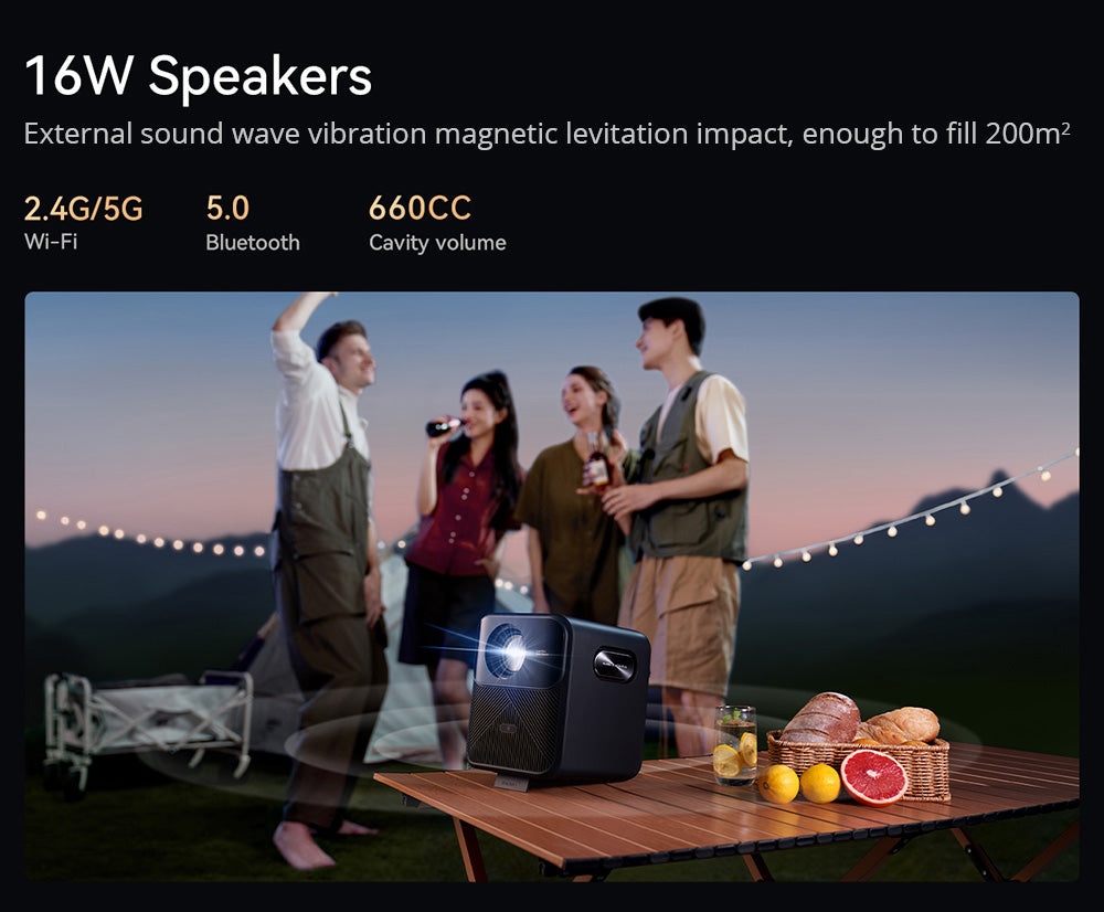 LCD projektor Wanbo Mozart 1 Pro, 900 ANSI lumenov, natívne rozlíšenie 1080P, Android TV 11, automatické zaostrenie, vyhýbanie sa prekážkám - EU zástrčka