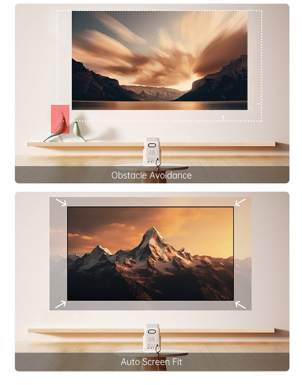 Projektor Wanbo T2 Ultra, Android TV 11, 500 ANSI lumenov, natívne rozlíšenie 1080P, otočný stojan s uhlom 120°, automatické zaostrenie a korekcia lichobežníkového zkreslenia, dvojpásmové Wi-Fi, 2×5W reproduktor