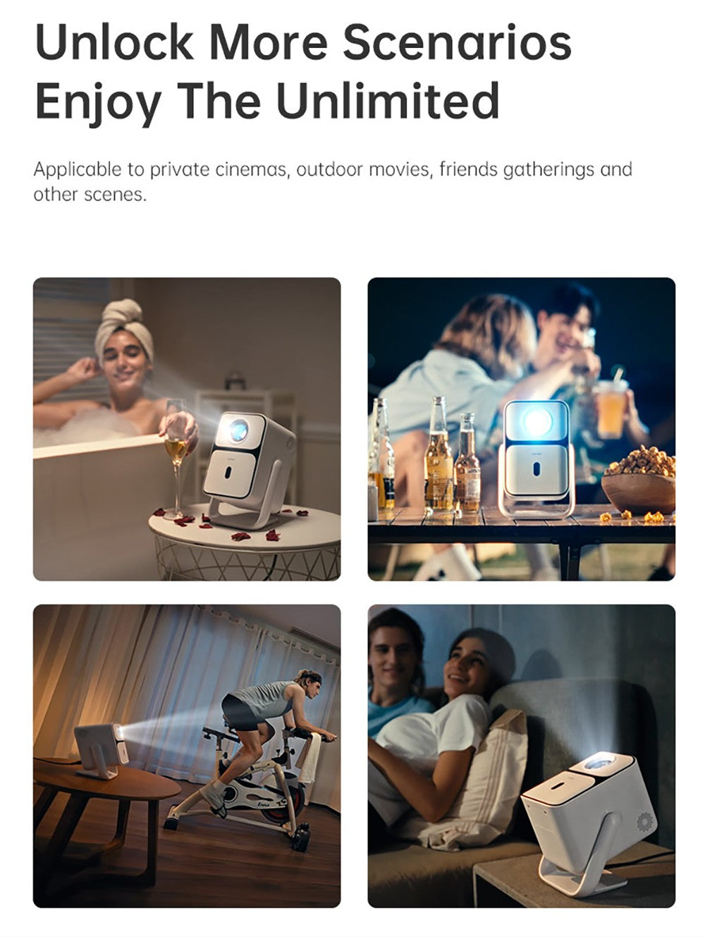 Projektor Wanbo T2 Ultra, Android TV 11, 500 ANSI lumenov, natívne rozlíšenie 1080P, otočný stojan s uhlom 120°, automatické zaostrenie a korekcia lichobežníkového zkreslenia, dvojpásmové Wi-Fi, 2×5W reproduktor