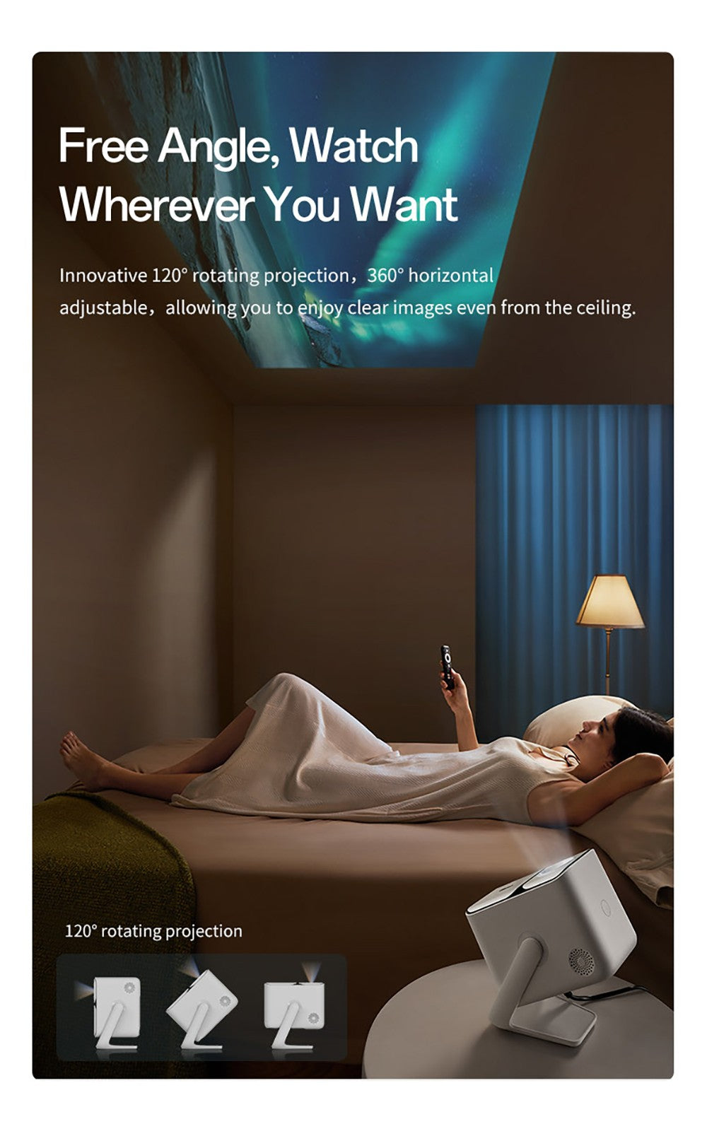 Projektor Wanbo T2 Ultra, Android TV 11, 500 ANSI lumenov, natívne rozlíšenie 1080P, otočný stojan s uhlom 120°, automatické zaostrenie a korekcia lichobežníkového zkreslenia, dvojpásmové Wi-Fi, 2×5W reproduktor