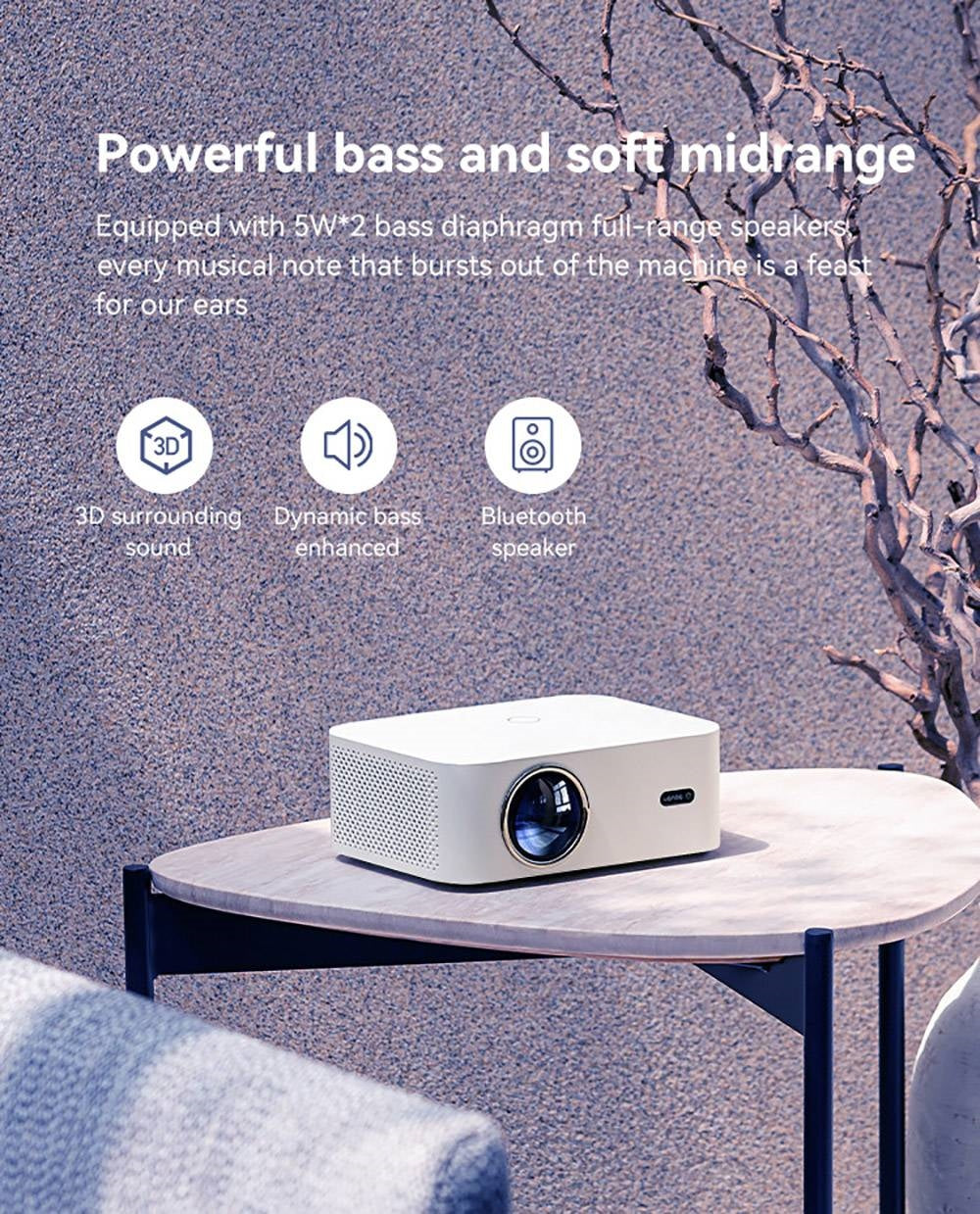 Projektor WANBO X2 Max, 1080P, Android 9.0, dvojpásmové Wi-Fi 6, Bluetooth 5.0, automatické zaostrenie, korekcia šikmého obrazu zo štyroch smerov