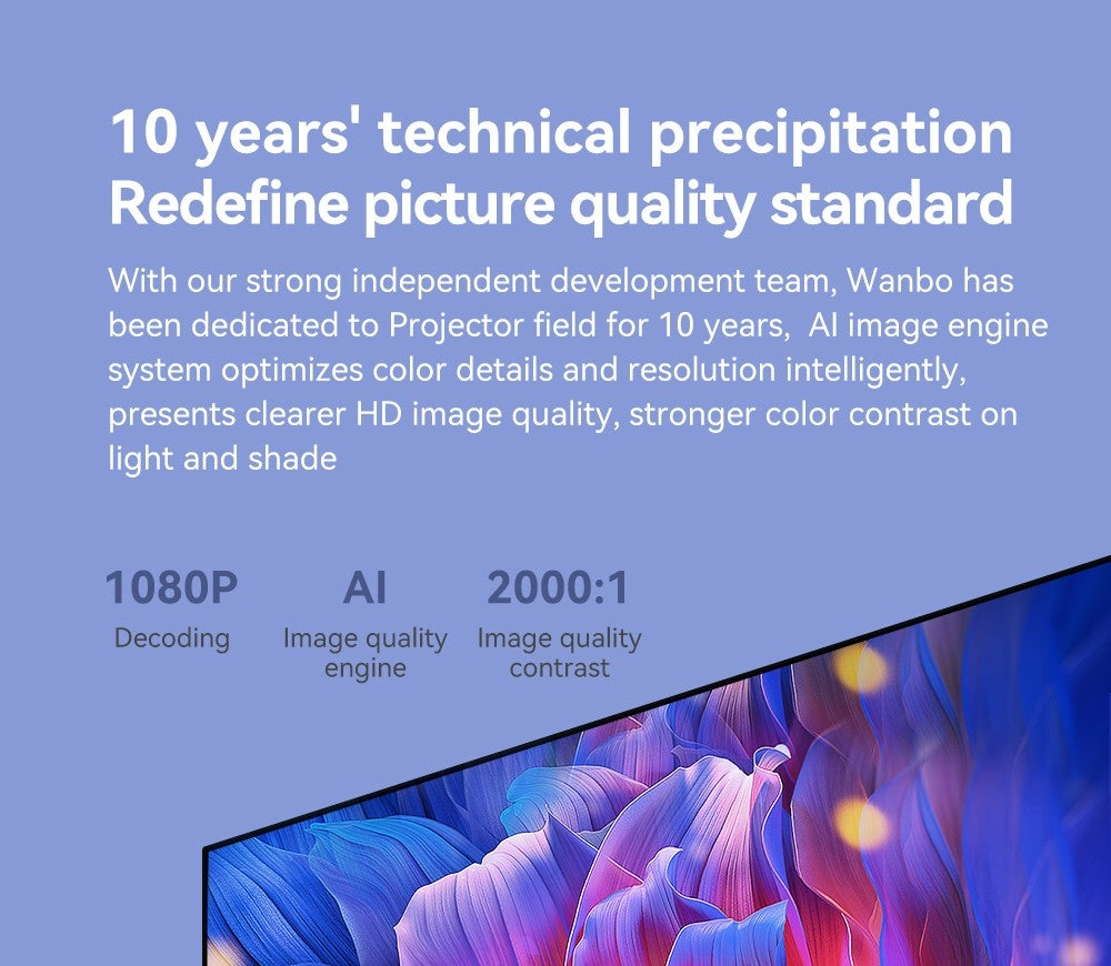 Projektor WANBO X2 Pro, dvojpásmové Wi-Fi 6, Bluetooth 5.0, Android 9.0 - EU zástrčka