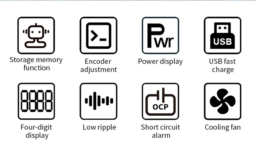 Programovateľný regulovaný zdroj DC WANPTEK APS1203H, 120 V 3 A, funkcia pamäte, nastavenie pomocou kódovača, USB rýchlonabíjanie, 4-miestný displej, nízke šumy, chladiaci ventilátor - britská zástrčka