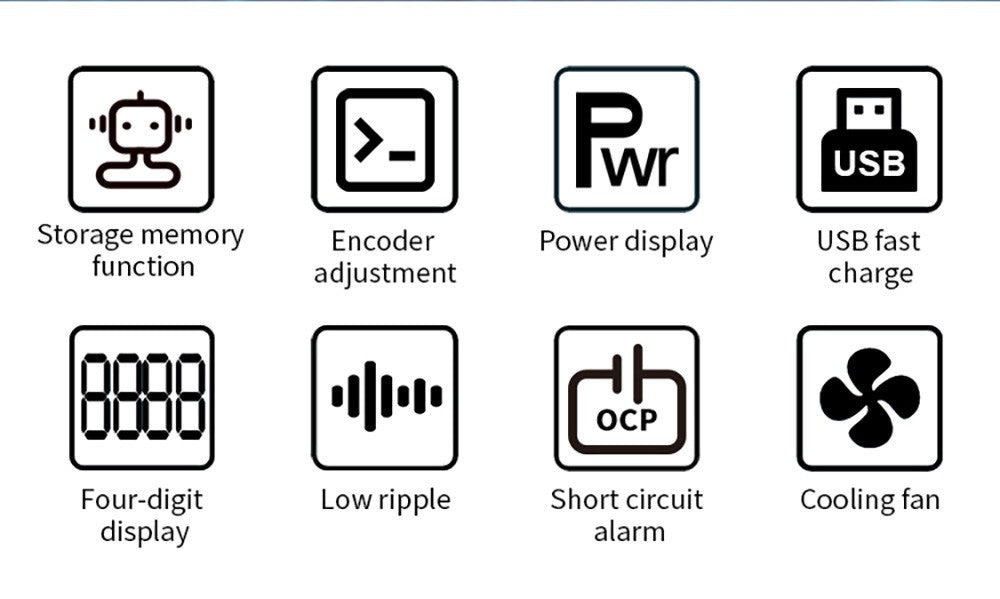 Programovateľný regulovaný zdroj jednosmerného napätia WANPTEK APS3010H, 30V 10A, funkcia pamäte, nastavenie pomocou enkodéra, USB rýchlonabíjanie, 4-miestný displej, nízke zvlnenie, chladiaci ventilátor - americká zástrčka