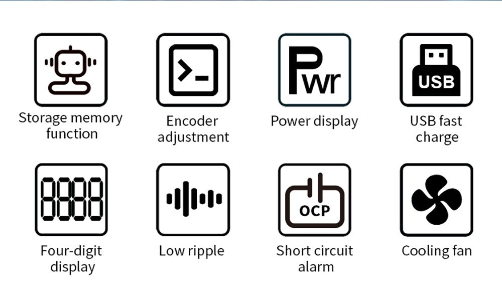 Programovateľný regulovaný zdroj DC Wanptek APS305H, 30V 5A, funkcia pamäte, nastavenie pomocou enkodéra, USB rýchlonabíjanie, 4-miestný displej, nízke šumy, chladiaci ventilátor, čierna farba - EU zástrčka