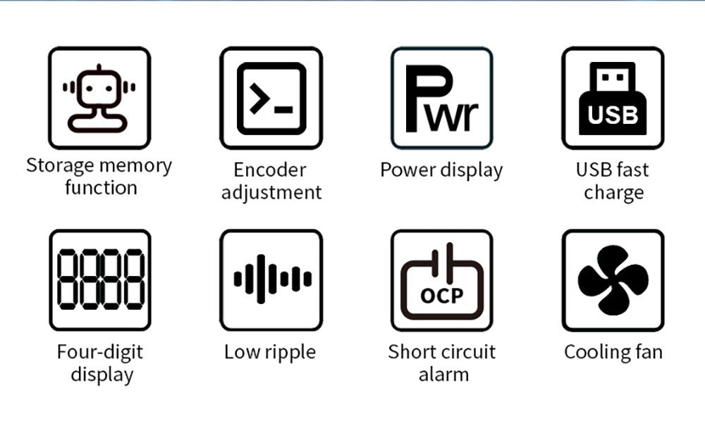 Programovateľný regulovaný zdroj jednosmerného napätia WANPTEK APS605H, 60V 5A, funkcia pamäte, nastavenie pomocou kódovača, USB rýchlonabíjanie, 4-miestný displej, nízke zvlnenie, chladiaci ventilátor - EU zástrčka