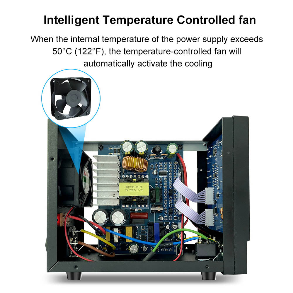 WANPTEK DPS3010U Pevný, nastaviteľný, regulovaný zdroj jednosmerného napätia, 30V 10A, encoderové nastavenie, USB Type-C rýchlonabíjanie, 4-miestný displej, nízke šumy, nízka hlučnosť, chladiaci ventilátor, čierna farba - britská zástrčka